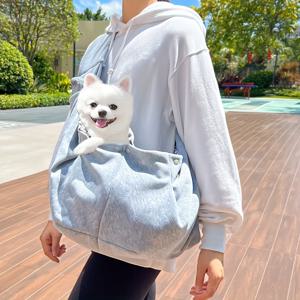 TEMU PAWSTRIP 야외 애완동물 운반 가방 - 조절 가능한 크로스 숄더 스트랩, 스냅 잠금, 앞면 고양이 및 개 창문- 7.5kg/16.5파운드까지 적합한 경량 통기성 원단 소형 반려동물용- 연청색과 검정, 캐주얼 펫 여행 가방| 패셔너블|여행용크로스백