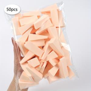 TEMU 50팩 라텍스 프리 웨지 메이크업 스펀지 - 파스텔 & 멀티컬러 블렌딩 스펀지, 웻/드라이 파운데이션, 크림 & 파우더용, 민감한 베이지, 모든 베이지 타입, 뷰티 블렌더 (핑크, 퍼플, 블루, 그린, 옐로우, 화이트, 베이지)