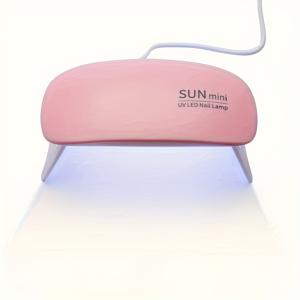 TEMU 1pc 휴대용 미니 네일 램프, 6/LED 조명, 핑크 및 화이트, USB 전원, 접이식 디자인, 젤 폴리싱 및 건조에 적합 - 손, 발 및 손톱 관리에 이상적