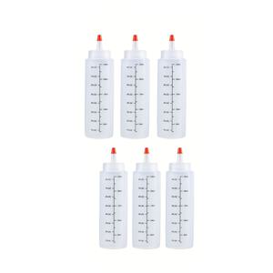 TEMU 6개 8oz 짜는 병과 빨간 뚜껑 - PVC-Free 식품 등급 PE 조미료 병, 샐러드 드레싱, 케첩, 소금장, 아이싱, 쿠키 장식 및 더 - 손세척만, 주방 및 식품 서비스 사용, 조미료 보관, 세련된 디자인, 내구성 구조