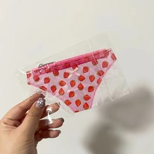 TEMU 지퍼 잠금이 있는 사랑스러운 투명 디자인의 핑크 플란넬과 블루 도트 코인 퍼스 | 파티 선물이나 생일 선물로 완벽한 아이템, 화장품 보관에 이상적 | 귀여운 디자인 | 내구성 있는 플라스틱