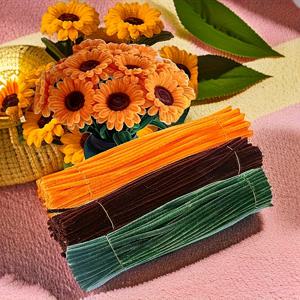 TEMU 300개 DIY 꽃다발 제작을 위한 휘어진 막대, 벨벳 프린트로 장식된 꽃다발 스티머