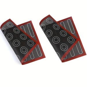 TEMU 1/2pcs 양면 플립 가능한 베이킹 매트, 쉽게 청소할 수 있는 비스듬한 재사용 가능한 실리콘 베이킹 매트, 쿠키, 빵, 쿠키, 푸프, 마카롱에 적합 - 둥근 모양과 사각형 | 쉬운 청소 디자인 | 유연한 베이킹 시트