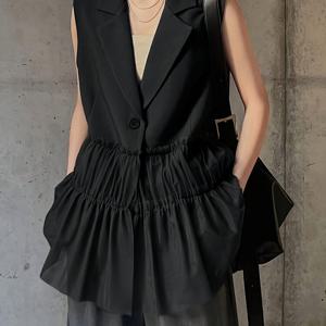TEMU 여성용 우아한 베이지 V넥 메쉬 오버레이 - 싱글 버튼 클로저, 긴 소매, 폴리에스터 재킷, 캐주얼 또는 정장용, 다용도 패션, 클래식 스타일, 세련된 디자인|패션