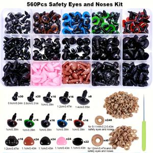 TEMU 560/752pcs 안전한 눈과 코 세트, 워셔 포함, 보관함 포함, 다양한 색상과 크기 제공, плю시 인형, 크로셰, 아미구리, DIY 공예, 초보자 및 전문가에게 적합, 내구성이 뛰어난 플라스틱 재질