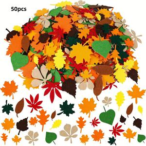 TEMU 50개 가을 단풍 스티커 - 레드, 오렌지, 옐로우, 그린, 브라운 멀티컬러 - 추수감사절, 할로윈, 가을 파티 장식용, 무작위 색상, 시즌 크래프트, 손으로 만든 디테일, 휴일 장식, 홈 데코레이터를 위한 불규칙한 모양의 잎 디자인