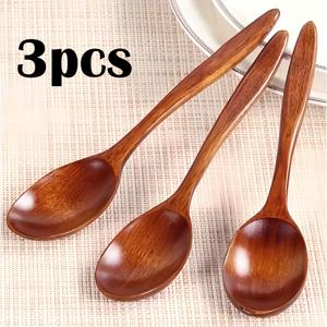 TEMU 3개 세트 수제 나무 숟가락 - 14.5cm(5.7인치) 긴 주방 도구, 천연 나무 숟가락, 요리·베이킹·커피·디저트용 - 홈, 레스토랑, 호텔, 카페를 위한 우아한 디자인, 내구성 강화 & 쉬운 청소, 고급 목재 제작, 주방 용품, 매끄러운 마감, 전문 셰프 및 레스토랑 주방 도구