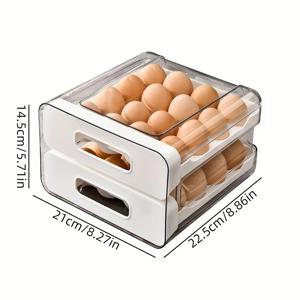 TEMU 32칸 투명 이중층 계란 보관함 서랍 포함 - 내구성 있는 PET+PP 소재, 냉장고 정리에 이상적, 계란을 신선하고 정리된 상태로 유지, 냉장고용 계란 홀더|냉동고