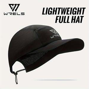 TEMU 1개 WRELS 남녀공용 조절 가능한 통기성 러닝 모자 - 가벼운 스포츠 캡, 확장형 챙, 빠른 건조, 땀 흡수, 땀 방지, 체육관, 트라이애슬론용 - WRELS 스마트 시스템(모델 1)과 호환 - 레이싱 및 일상 스포츠에 이상적 - 블랙|모자|남자모자