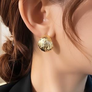 TEMU 하이퍼센스 반응이 없는 스테인레스 스틸 호프 귀걸이, 18K 금박, 방색, 편안하고 다용도, 간단하고 우아한, 고품질의 패션 여성용 귀걸이, 일상적인 착용 또는 파티용으로 적합한, 귀여운 선물로 여성을 위한 보석 액세서리입니다.