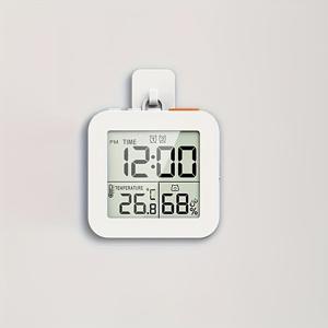 TEMU 1pc 디지털 알람 시계, 이중 온도 및 습도 모니터, LCD 백라이트, 카운트다운 타이머, 스누즈 기능, 벽걸이형, 배터리 작동 AAA 포함되지 않음, ABS 소재, 평평한 크라운 모양, 현대적인 홈 데코 시계 | 내구성 있는 구조, 시계 벽 장식|타이머|벽시계|벽시계