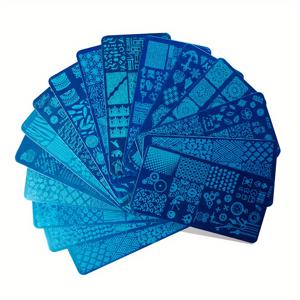 TEMU 4Pcs 네일 아트 스탬핑 템플릿 매니큐어 도구 키트 4pcs 네일 스탬핑 플레이트 홈 살롱 사용을위한