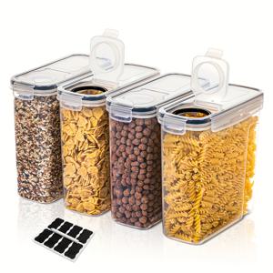 TEMU 2/4 팩 에어타이트 밀과 건조 식품 보관 용기 2.5L - BPA 프리 플라스틱 주방 및 냉장고 정리 용기, 밀가루, 설탕, 쌀, 견과류, 스낵 및 더 많은 것에 대해