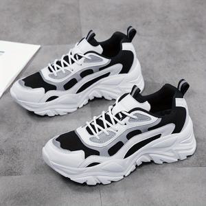 TEMU 여성 발광 chunky 운동화, 컬러블록 메쉬 로우 탑 러닝 트레이너, 통기성이 좋은 워킹 스포츠화 플러스 사이즈
