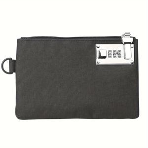 TEMU 1pc 블랙 패브릭 돈 가방, 잠금 장치, 5x8 인치 은행 예금 가방, 현금, 동전, 신용 카드 및 약물 보관 정리기, 안전 여행 지갑, 지퍼 잠금 장치, 안전 보관 가방 | 세련된 블랙 가방 | 안전 지퍼 잠금 장치, 지갑 액세서리