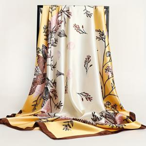 TEMU 1pc 90 * 90cm 새로운 인쇄 패턴 사각 스카프 럭셔리 스타일 헤드 스카프 야외 패션 여성용 얇은 스카프 4계절 목 따뜻이 색다른 노란색 핑크 자주색 파란색 사각 스카프 여성용 부드러운 헤드 스카프