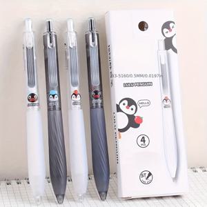 TEMU 4개의 펭귄 젤 펜, 금속 클립, 0.3mm 섬세한 팁, 부드러운 필기, 내구성 및 편안함, 사무실 및 학습 용도에 적합합니다.