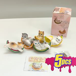 TEMU 5개 귀여운 고양이 과일 의상 피규어 - 집, 차, 선물용 사랑스러운 PVC 인형 장식 (바나나, 멜론, 수박)