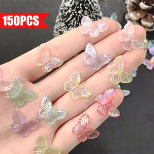 TEMU 150개 컬러풀 아크릴 나비 비즈, 22mm x 14mm - 반투명 파스텔 색상 (핑크, 블루, 그린, 옐로우) DIY 주얼리 만들기 & 공예 프로젝트용 반짝이는 질감, 나비 장식