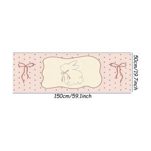 TEMU 1개 부드러운 플러시 토끼 패턴 침대 옆 매트 - 두께 10mm, 1000g/㎡, 핑크와 화이트 & 레드 악센트, 침실 및 거실 장식에 완벽, 손세탁 전용, 침실 매트 | 재미있는 디자인 | 플러시 폴리에스터, 침실용 러그
