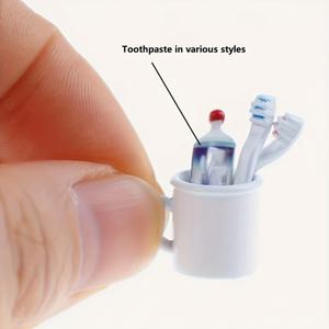 TEMU 4pcs 미니어처 빈티지 머그 세트, 치약 및 치약 브러시와 함께, 미니 하우스 가구 및 디스플레이용 장식 모델