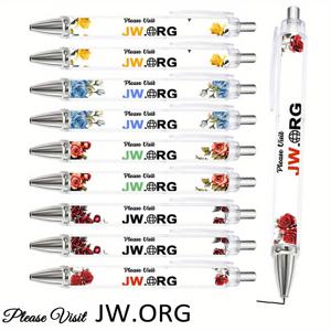 TEMU 10pcs JW.ORG 꽃 요소 디자인, 부드러운 글쓰기, 중간 포인트 - 사무실 및 학교 사용에 완벽합니다.