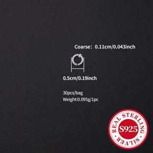 TEMU 30개 S925 순수 925 실버 오픈 점프 링 - 0.5cm/0.6cm/0.8cm 기하학 패턴 비즈 액세서리 DIY 주얼리 만들기용, 내구성 및 변색 방지, 팔찌·목걸이·귀걸이에 완벽한 주얼리 제작 소품, 변색 방지 주얼리