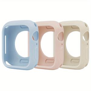 TEMU 3pcs 소프트 TPU 시계 케이스 애플 시계 38mm 40mm 42mm 44mm 41mm 45mm 46mm과 호환되는 캔디 컬러 보호 커버 시리즈 10 6 5 4 3 SE 2 1에 적합합니다. 스크린 필름 없음