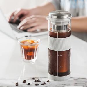 TEMU 휴대용 800ml/27oz 콜드 브루 커피 메이커 & 차 주입기 - 스테인리스 필터가 있는 보로실리케이트 유리 캐러프, 식기세척기 사용 가능, 미끄럼 방지 베이스, 아이스 및 핫 음료용 6컵 용량, 가정, 사무실, 여행용
