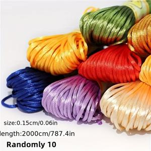 TEMU 10개 숫자 7 탄력 있는 중국식 매듭 실 - DIY 주얼리 만들기, 팔찌, 목걸이 및 비즈 공예용 10가지 생생한 색상 - 고품질 신축성 있는 공예 끈, 팔찌 조립, 내구성 있는 공예 재료