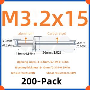 TEMU 100개 M3.2x15mm (1/8