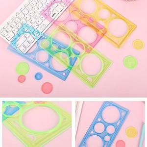 TEMU 4세트 랜덤 컬러 DIY 페인팅 키트, 플라스틱 측정 도구, 예술가 및 사무용품을 위한 필수 수공 도구, 마커 및 템플릿이 포함된 다기능 스피로그래프 라인
