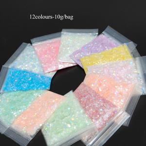 TEMU 12색상/10g/봉지 여름 아이스 슬라임 DIY 키트 - 창의적인 공예 및 예술 프로젝트용 반투명 컬러 시퀸 린넨 재료|슬라임