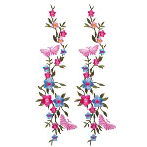 TEMU 2개 나비 & 꽃 자수 패치 10x3인치, 다색 철재/바느질용 자수 어플리케 - 청바지 재킷, 백팩, 모자 장식용 DIY 의류 액세서리, 공예 자수 용품, 복잡한 자수