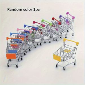 TEMU 1pc 금속 미니 쇼핑 카트 데스크탑 정리함 - 슈퍼마켓 핸드카트 디자인 보관 캐디, 사무용품 및 가정 장식용, 스테인레스 스틸, 접이식, 1L 용량, 가정 정리 | 재미있는 디자인 | 내구성 있는 보관, 미니 쇼핑 카트 정리함, 카트