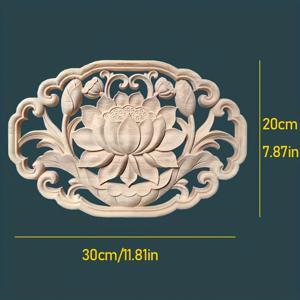 TEMU 대형 오발 연꽃 나무 조각 도장 - 무색, 세부적인 3D 리프 디자인으로 집 장식, 벽 예술, 또는 공예 프로젝트, 집 장식| 우아한 벽 예술| 세부적인 조각, 나무 벽 예술 장식