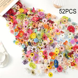 TEMU 20/52개 세라 플로라 미니 인공 실크 꽃 - 결혼식, 홈 데코, DIY 공예용 장미, 데이지 & 피오니 수제 패브릭 야생화 화환 (유지 관리 필요 없음, 변색 방지), 축제 테이블 장식, 환영 입구 장식, 핸드메이드 꽃꽂이