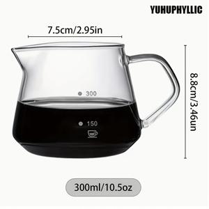 TEMU 1개 YUHUPHYLLIC 유리 커피 포트 - V자형 디자인, 편안한 그립을 위한 두꺼운 스케일 라인, 내구성 있는 보로실리케이트 유리, 우아한 패턴의 주방 & 커피숍 용품, 스타일리시 음료 서빙, 홈 바리스타, 모던 주방용품, 주방용품, 카페 소유자를 위한