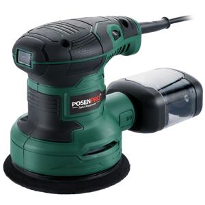TEMU POSENPRO 300W 랜덤 오비탈 샌더 (125mm 샌드페이퍼 20개 포함), 7000-13000RPM 6단계 속도 조절 샌더, 고성능 먼지 수집 시스템 (목공용), 먼지 수집 상자 포함, 목공 도구, 인체공학적 디자인