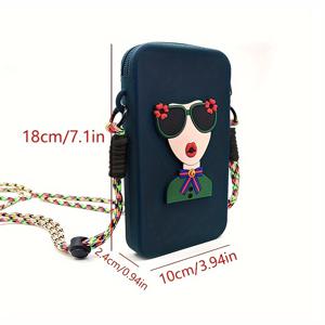 TEMU 섬세한 휴대폰 가방, 고급스러운 여성용 INS 멀티펑셔널 워시블 크로스바디백 - 유니버설 핸드폰케이스 & 지갑형 숄더백