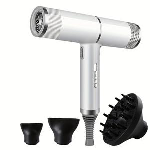 TEMU 이온 헤어 드라이어, 열손상 없는 핫 & 콜드 에어 , 저소음 블루 라이트, 빠른 건조/스타일링을 위한 3단계 속도 설정, 직모/곱슬 모두 가능. 모든 습식&건식 헤어스타일에 적합 - 홈&여행용 살롱 퀄리티 멀티툴 (EU플러그), 내구성 있는 소재 및 3종 부착물 포함|스타일러