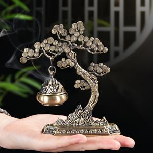 TEMU 라소디 오리엔탈 메탈 향로 - 소나무 디자인, 전통 중국 스타일 우아한 실내 공기 청정기, 골든톤 젠 명상 제단 장식, 홈 오피스 책상용 향로 (걸이형 스토브 & 향 접시 포함) - 향 미포함, 크리스마스, 집들이, 아시아 홈 데코 선물 (향 스틱 호환), 중국 전기 향로, 향 코일 홀더, 롱 넥 향 홀더, 대형 향 홀더