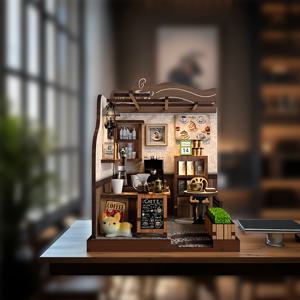 TEMU 책 모서리 키트 - 농촌 카페, DIY 미니 인형집 책장 키트, 3D 삽입 가능한 장식 책장, DIY 집 책 선반 공예, 책장 장식, 창의적인 조립 미세 장면 인형, 가족과 친구에게 생일 선물, 학교 시즌, 가을 수확 축제, 할로윈, 크리스마스, 새해, 데이, 부활절