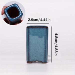 TEMU 1pc 세라믹 보나이 플랜터 - 깊은 파란색 거스리 핏 미니어처 포트, 실내/실외 사용, 현대 중국 영감 디자인, 건조한 식물, 허브 및 작은 식물, 실내 식물 홀더, 우아한 식물 컨테이너, 부드러운 질감