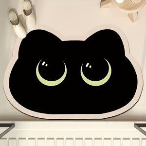 TEMU 1개 귀여운 고양이 모양 다이아토마이트 욕실 매트 - 빠른 건조, 미끄럼 방지 흡수 바닥매트, 부드럽고 편안한 욕실/샤워실/세탁실/침실/현관/주방용, 세탁기 및 손세탁 가능