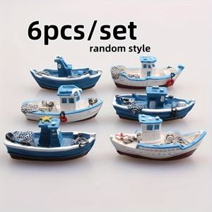 TEMU 6개/세트, 레진 보트, 모래 테이블 액세서리, 미니어처 조경 장식품, 수족관 장식, 랜덤 스타일, 1.97인치