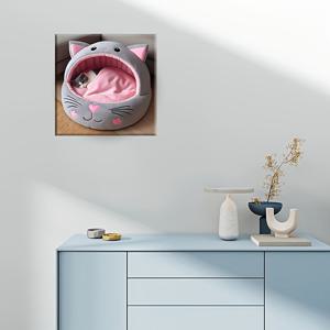 TEMU 1개 최신 인기 캐릭터 귀여운 고양이 침대 패턴 페인팅 키트, DIY 5D 라운드 공예, 홈 벽 장식용 핸드메이드 할로윈 크리스마스 선물, 액자 없음