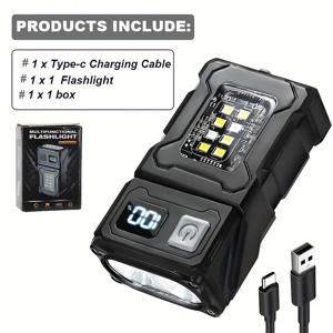 TEMU 1/2개 충전식 COB LED 작업등 - 자석 베이스 & 클립, 1200mAh 보조배터리 기능, 디지털 배터리 디스플레이, 레드/블루 듀얼 조명, 공구 수리 및 홈 메인테넌스용, PVC 소재 제작|보조배터리|보조배터리20000