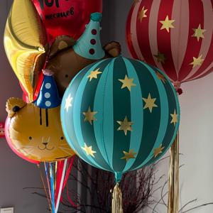 TEMU 55.88cm 360도 4D 블루 & 레드 스타 풍선 3개 세트, 알루미늄 호일 폴리에스터 필름, 카니발 테마 파티 장식 풍선, 생일, 결혼식, 새해, 크리스마스에 적합