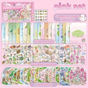 TEMU 60개 종이 & PET 미니어처 조경 스티커 세트 - 3D 교육용 어린이 DIY 세트, 20장의 장면 카드, 20장의 스티커, 20장의 배경 카드 + 핀셋 포함, 사용하기 쉬움, 내구성 좋음, 재미있는 DIY 노트북/일상 생활에 적합, 아이들과 공예 애호가를 위한 선물|카드스티커